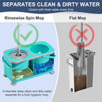 Gen 2 Smart Mop Bucket – 2025 with Wringer on Wheels,Clean & Dirty Water Separation,Spin Mop and Bucket with 1 Reusable Mop Heads, 360° Swivel Wheels for Home Cleaning-Blue