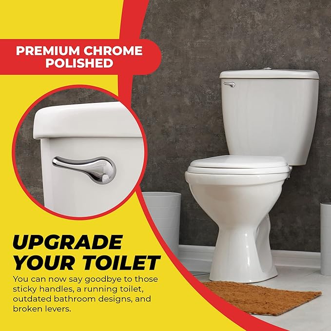 Qualihome Front Mount Chrome Toilet Handle Replacement Kit with 2 Inch Universal Toilet Flapper Replacement Kit and Stainless Steel Toilet Flapper Chain