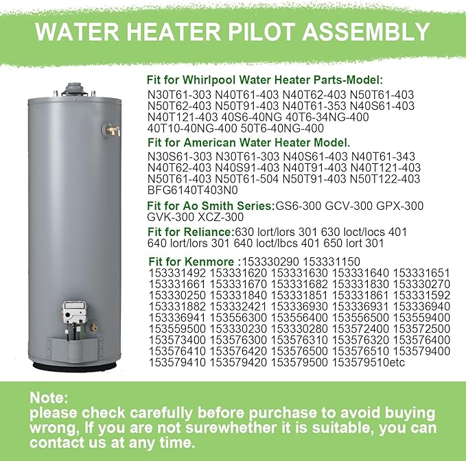 100112330 Water Heater Parts Assembly-Upgrade Replacement for 9007876 9007877 Thermopile | Compatible with Whirlpool 300 & 301 Series,A.O.Smith, American,State,Kenmore,Reliance Gas Water Heaters