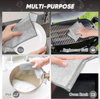 Orighty 12 Pcs Multipurpose Wire Dishwashing Rag, Non-Scratch Wire Dish Cleaning Cloths for Wet and Dry, Reusable Steel Scrubber for Kitchen, Powerful Dishcloth Rag for Cookware, Dish, Stove-7"x8"