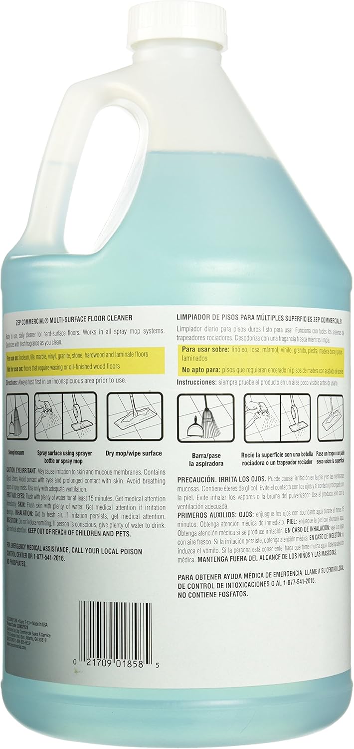 Zep ZUMSF128 Multi Floor Cleaner, 128 oz, Blue, 128 Count (Pack of 2)