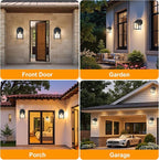 GRUENLICH Outdoor Wall Sconce, Exterior Wall Lighting Fixtures with Clear Glass, Front Porch Lighting, Outdoor Lights for Patio, Doorway, Matte Black, 4 Pack