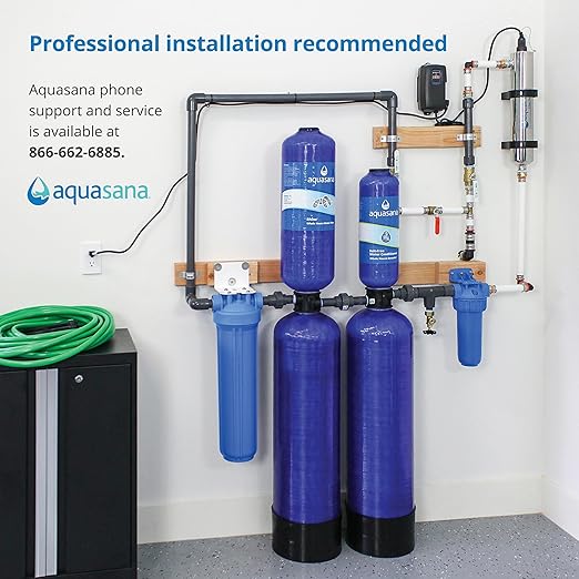 Aquasana Whole House Well Water Filter | 500K Gallons | UV, Carbon & KDF | Salt-Free Softener Alternative | Install Kit | Tackles up to 99.99% Chlorine, Bacteria, Viruses & Scale | EQ-WELL-UV-PRO-AST