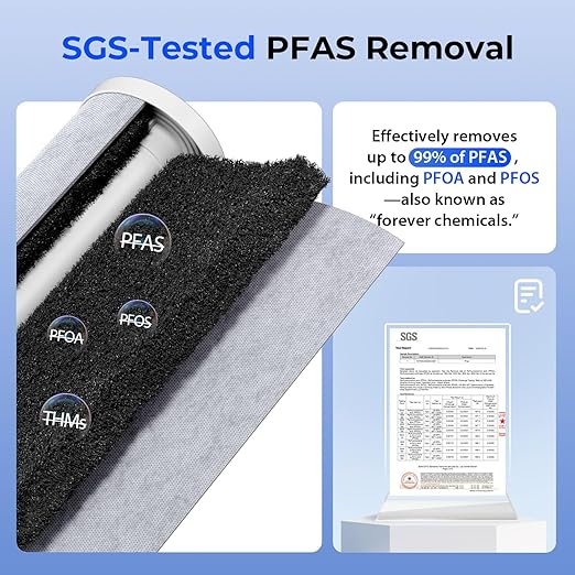 iSpring WGB31B-PF Whole House Water Filter System, SGS-Tested to Remove up to 99% PFAS, 3-Stage Filtration Reduces Sediment, Chlorine, Taste & Odor, 10-Inch Filters, 1" Inlet/Outlet