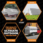 15' x 15' Super Heavy Duty 16 Mil Silver/Brown Poly Tarp Cover - Thick Waterproof, UV Resistant, Rip and Tear Proof Tarpaulin with Grommets and Reinforced Edges - by Xpose Safety