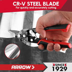 ARROW 8-inch Tin Snips for Cutting Metal Sheet, CR-V Steel Aviation Snips, High Leverage Labor-saving Metal Cutter, Left Cut
