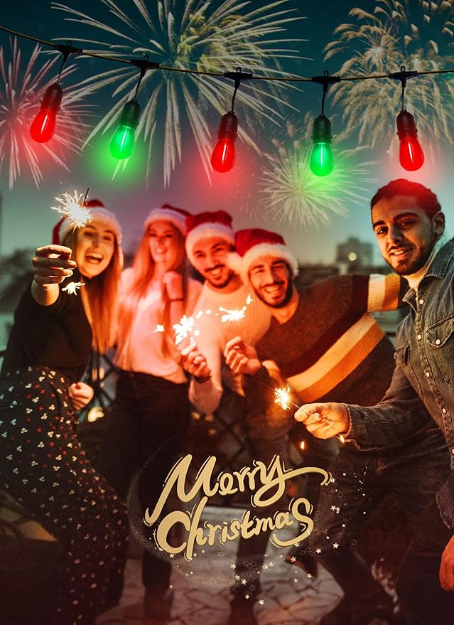 Minetom S14 LED Christmas Replacement Light Bulbs, UL Listed, 1 Watt E26 Medium Base Plastic Shatterproof LED Edison Bulbs, Easily Screw in Strings Spools Strands, Red & Green, 20 Pack