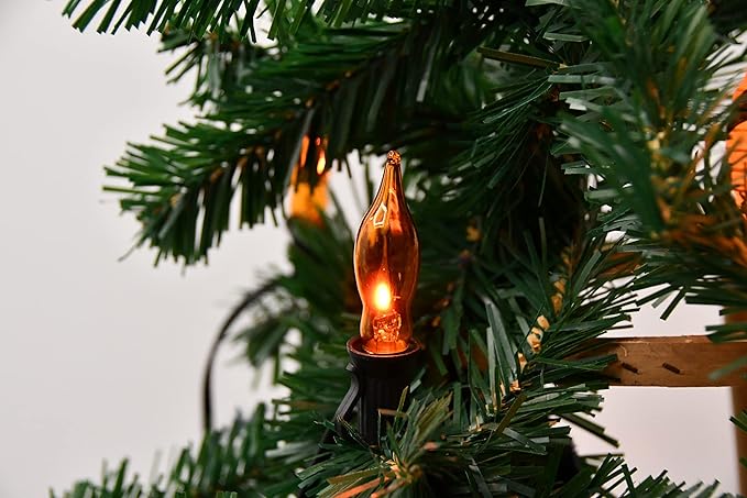 Abeja 12 Pack Flicker Light Bulb, C18 Orange Shaped Bulb, Flickering Lights for Halloween Party Christmas Decor, 1 W 120 V/ E12 Base Flame Candelabra Light Bulbs