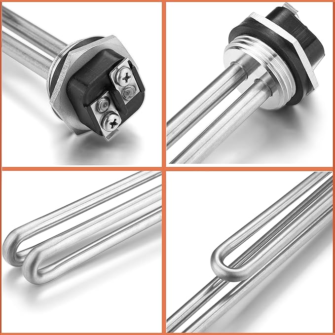 Mornajina 2 Packs 02582 Electric Water Heater Elements 4500W 240V, Hot Water Heater Replacement Parts Screw-in RV Hot Water Heater Fit Most Models, Foldback Type