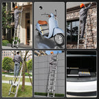 Molong 10.5ft telescoping Ladder Multi-Purpose Collapsible Ladder with Hook, Aluminum Extension Ladders for Home, Folding Telescoping Ladder for RV, Attic, Daily Use at Home, 330 lbs