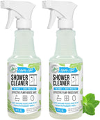 Mighty Mint Shower Cleaner, No-Rinse, No-Scrub, Daily Spray for Glass, Tile, Grout, Natural Peppermint Scent, 16oz - 2 Pack