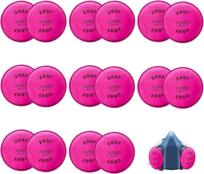 16PCS (8 Pack) 2097 Particulate Filter,Installed on 2097 Filters for Respirator Compatible with 6000 6200 6800 7000 F402 Series