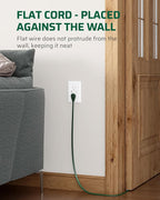 DEWENWILS 3 Outlet Extension Cord with Flat Plug, 3FT 16/3 Awg Grounded Power Cable for Indoor Use, SPT-3 Cord, Green, ETL Listed, 2 Pack