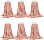 Matthew Cleaning Screw-on Heavy Duty Cotton Wet Mop Replacement Heads(Orange, Large,6 Pack) with 2 Pack Microfiber Cloth for Residential & Commercial Floor Cleaning Use- Fit Standard American Screw
