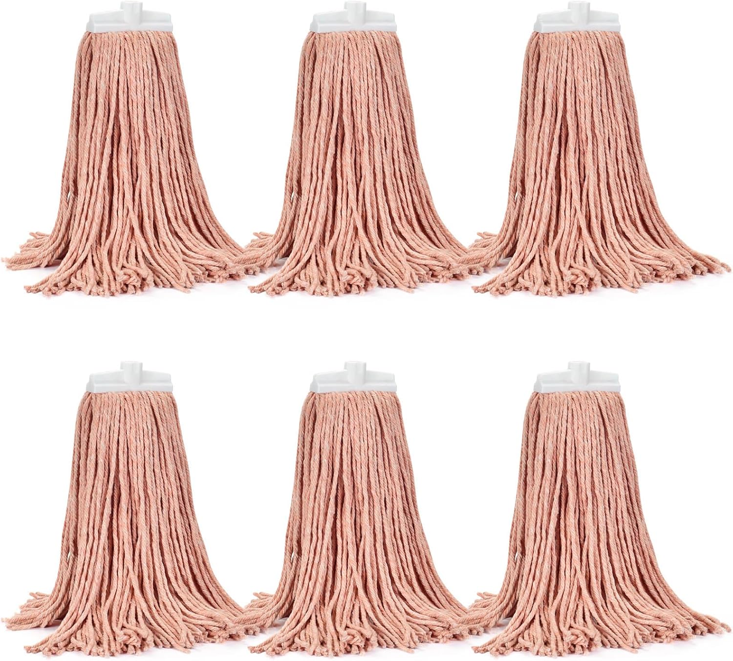 Matthew Cleaning Screw-on Heavy Duty Cotton Wet Mop Replacement Heads(Orange, Large,6 Pack) with 2 Pack Microfiber Cloth for Residential & Commercial Floor Cleaning Use- Fit Standard American Screw