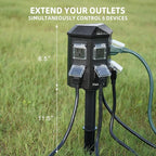 Outdoor Power Strip Waterproof, 50 FT Extension Cord, 6 Grounded Outlets for Halloween/Christmas Decorations and Inflatables, 15A/1875W, ETL Listed