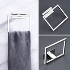 LANC Hand Towel Rings for Bathroom Wall Mount Chrome Polished Square Self Adhesive Hand Towel Holder for Lavatory Bathroom Hardware Accessories Stainless Steel Modern Shower Towel Racks, A8396CP