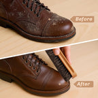 4 Pcs Horsehair Shine Shoes Brush Kit Polish Dauber Applicators Cleaning Leather Shoes Boots Care Brushes Suede Cleaner Brush with Microfiber Shoe Cloth(Wooden Style A)