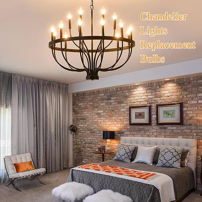 25 Pack Candle Light Bulbs C26 Torpedo Candelabra Bulbs 7 Watt Clear, E12 Base Bulbs for Chandelier Light Night Light Electric Window Candle Lamps ASIN