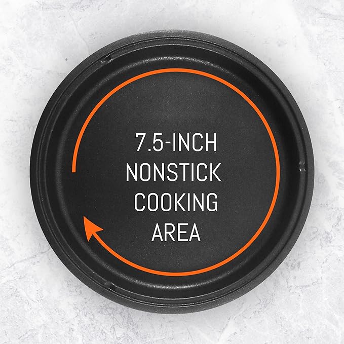 Elite Gourmet EGL-6101 Personal Stir Fry Griddle Pan, Rapid Heat Up, 650 Watts Non-stick Electric Skillet with Tempered Glass Lid, Red