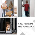 Magnetic Screen Door - Self Sealing, Heavy Duty, Hands Free Mesh Partition Keeps Bugs Out Let Breeze in- Pet and Kid Friendly - Keep Open Feature (Black, Fit Door Size 34 x 80 Inch)