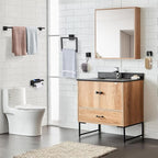 TQKAG 5-Pieces Matte Black Bathroom Hardware Accessories Set 23.6" SUS304 Stainless Steel Towel Bar Set Wall Mounted Square Toilet Paper Holder with Shelf