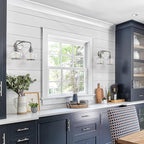 Brushed Nickel Bathroom Vanity Light 2 Lights Bathroom Light Fixtures Over Mirror with Clear Glass Shade 14 inch Wall Sconce Lighting Bath(Exclude E26 Bulb)