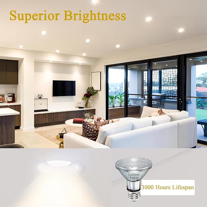 PAR20 39W Halogen Flood Light Bulbs 12PCS, 120V, E26 Medium Base, 2700K Warm White Dimmable for Indoor Spotlight, Range Hood Recessed Light Bulbs