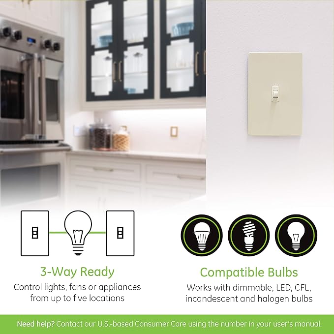 Enbrighten Almond Z-Wave Plus Smart Light Switch with QuickFit and SimpleWire, 3-Way Ready, Compatible with Alexa, Google Assistant, ZWave Hub Required, Repeater/Range Extender, Toggle, 2 Pack, 81174