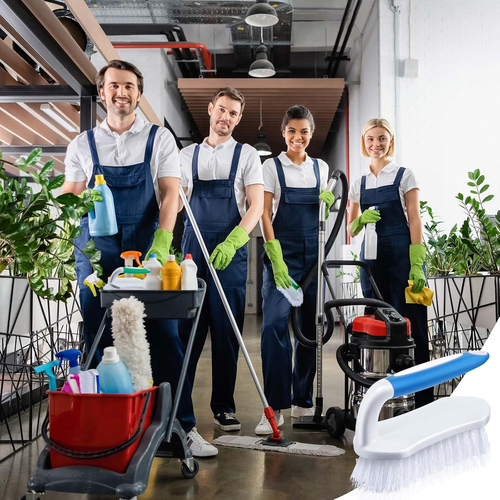 Lallisa 6 Pcs Scrub Brush for Cleaning with Handle Comfortable to Grip Heavy-Duty Flexible Stiff Bristles Scrubber Brushes Bulk for Shower Bathroom Carpet Kitchen Floor Tiles (Blue,Green)