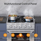 Empava Commercial Gas Range, Freestanding & Slide-In, 4.2 cu. ft. Pro-Style Single Oven with 4 Sealed Ultra High-Low Burners Heavy Duty Grates in Stainless Steel for Kitchen, Restaurant,30 Inch