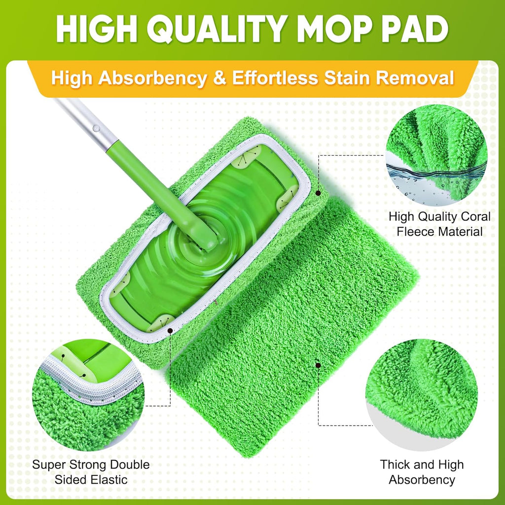 6-Pack Reusable Microfiber Mop Pads Compatible with Swiffer Sweeper, Dry & Wet Sweeping Cloths - Washable Wet Pads Refill for Multi-Surface/Hardwood Floor Cleaning