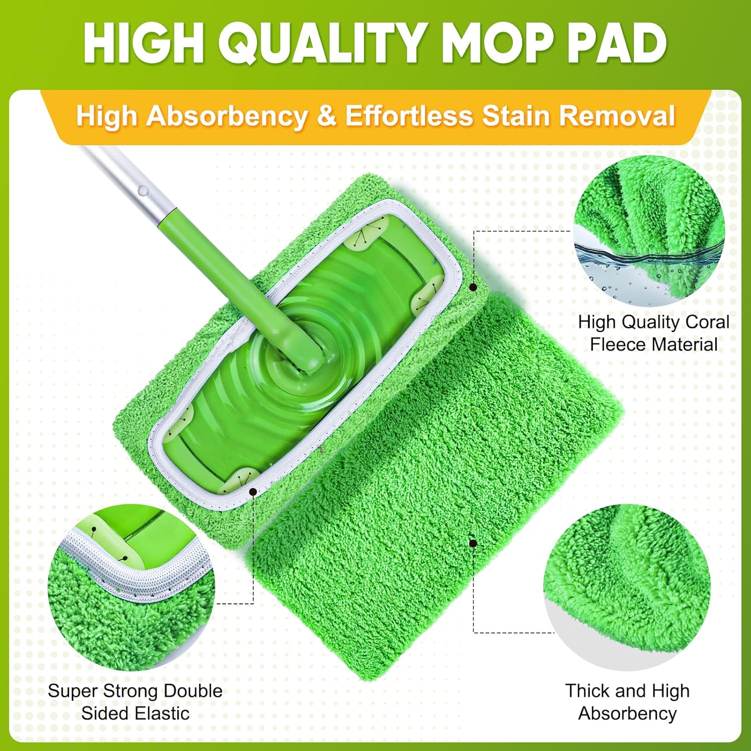 6-Pack Reusable Microfiber Mop Pads Compatible with Swiffer Sweeper, Dry & Wet Sweeping Cloths - Washable Wet Pads Refill for Multi-Surface/Hardwood Floor Cleaning