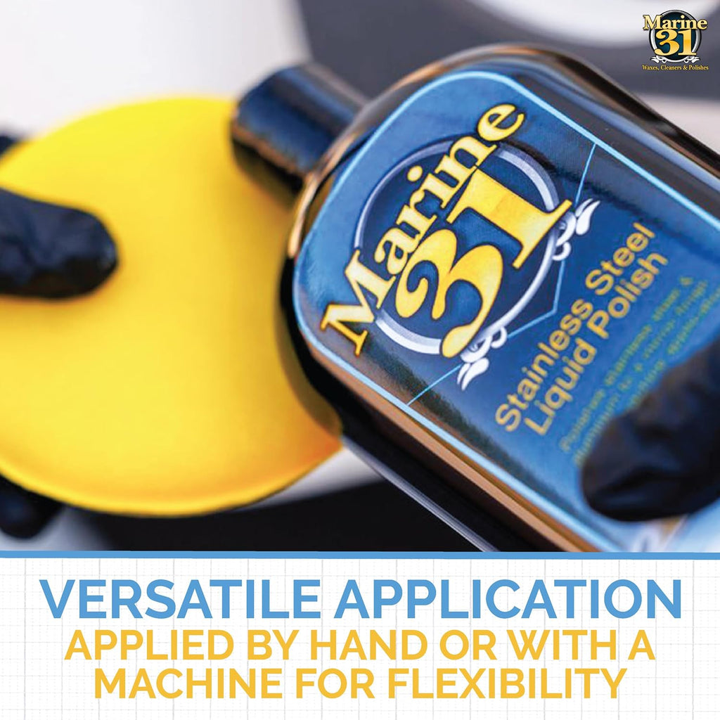 Marine 31 Stainless Steel Liquid Polish | Restores Shine & Luster on Stainless Steel, Aluminum & Chrome | Easy to Use Formula | M31-620 | 16 oz Bottle