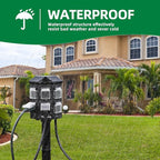 Outdoor Power Strip Timer Waterproof, Dusk to Dawn Light Sensor Countdown, 25 Feet Extension Cord, 6 Grounded Outlets for Halloween and Christmas Decorations, ETL Listed