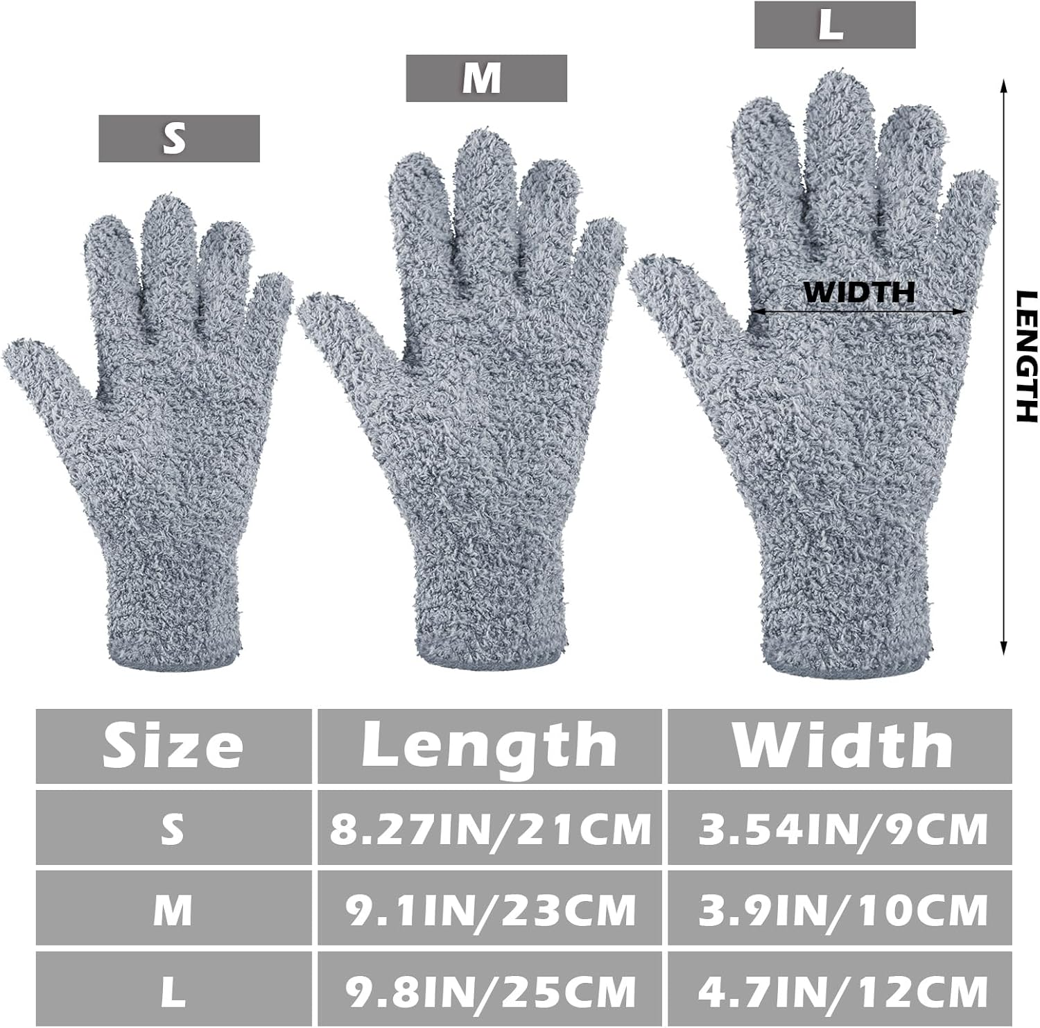 Patelai 3 Pairs Microfiber Plant Dusting Gloves Leaf Cleaning Gloves for Indoor Plants, Blinds, Furniture, House(Small,Black, White, Gray)