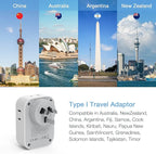 TESSAN Australia Power Plug Adapter, US to New Zealand Power Adapter with 4 American Outlets 3 USB Charger, Type I Travel Adaptor for USA to Australian, China, AU, Argentina, Fiji, Cook Islands, Samoa