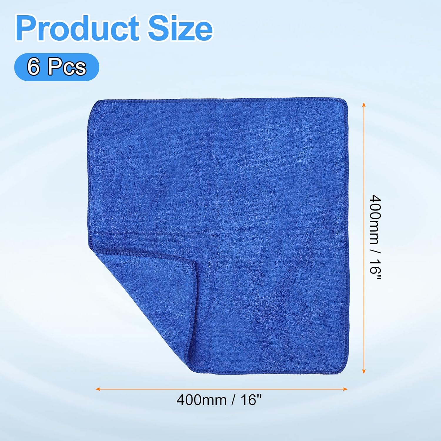 HARFINGTON 6 Pack Microfiber Cleaning Cloth, 16" x 16" Multi-Functional Cleaning Towels Reusable Absorbent Rags for Car Wash Kitchen Household Window Clean, Sapphire Blue