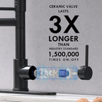 AIMADI Black Kitchen Faucet with Pull Down Sprayer, Commercial Single Handle High Pressure Kitchen Faucet Black with Deck Plate