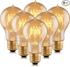 Warm Incandescent Light Bulbs 60 Watt,A19/A60 Vintage Style Edison Bulbs E26,Soft Yellow Light Bulbs,Amber Bulbs,Retro Light Bulb Old Fashioned,Halogen Dimmable Edison Bulb Squirrel Cage