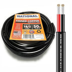 National Wire&Cable - 18/2 Tinned Copper Professional Wire (50 Feet) 18 AWG Gauge Stranded PVC Cord - 2 Conductor Electrical Wire - Made in USA - CL Rated/ETL Listed - LED Light, Low Voltage Cable