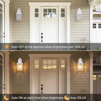 Dusk to Dawn Outdoor Lighting Fixtures - Sensor Exterior Lights, White Porch Lights, Waterproof Wall Lanterns for Garage, Front Door