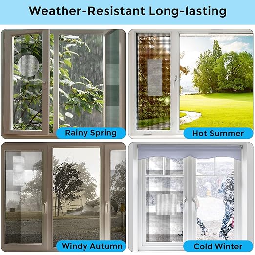 White Window Screen Repair Tape, 2 in X 15 FT (360IN) Screen Repair Kit for Windows or Doors, Strong Adhesive Screen Patch Fiberglass Screen Tape Mesh Repair