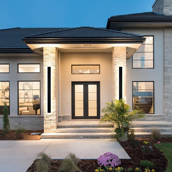 2 Pack 31.4 inch Modern Led Outdoor Wall Light, 3000K-6000K 10%-100% Dimmable Lights for Outside, IP65 Waterproof Wall Sconce Light with Remote Control for Porch,Hallway, Garage,Patio,Stairway,Yard