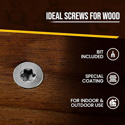 #8 x 1 5/8’’ Stainless Steel Wood Screws by Grindy (200pack/1.1LBS) – Self-Drilling Deck Screws I Rust Resistant I Quick Drive & Fast Grip I for Cabinet, Furniture & Other Projects I Bit Included