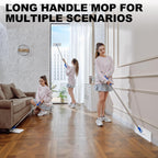 Mop and Bucket Set with Wringer, Squeeze Wall Mop Cleaner with Long Handle, Flat Mop and Bucket System, Dry & Wet Dust Mop for Household Floor Cleaning with 3 Microfiber Mops, Slate Blue