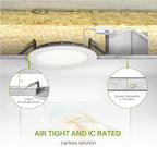 ASD LED Recessed Lighting 6 Inch, Round Commercial Downlight, Mini Panel with Baffle Trim, 6" 15W 120-277V CCT Selectable 2700/3000/3500/4000/5000K, Dimmable Ceiling Light Fixture, White, ETL