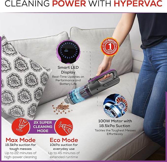 Car Vaccum Cleaner - 2 in 1 Handheld dustbuster, High Power, Portable, Cordless & Corded + Blower with 18500Pa Suction - Fast USB-C Rechargeable Hand Vacuum for Home, Office, Pets & Auto Detailing
