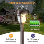 LeiDrail Solar Lights Outdoor Pathway, 6 Pack LED Glass Metal Solar Garden Lights with 2 Modes, Garden Decor for Yard Patio Landscape Walkway