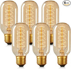 DORESshop Vintage Edison Light Bulbs, 40 Watt, Incandescent, Amber Glass, Warm White, 6 Pack